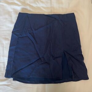 Sunday Best Satin Navy Skirt with Slit